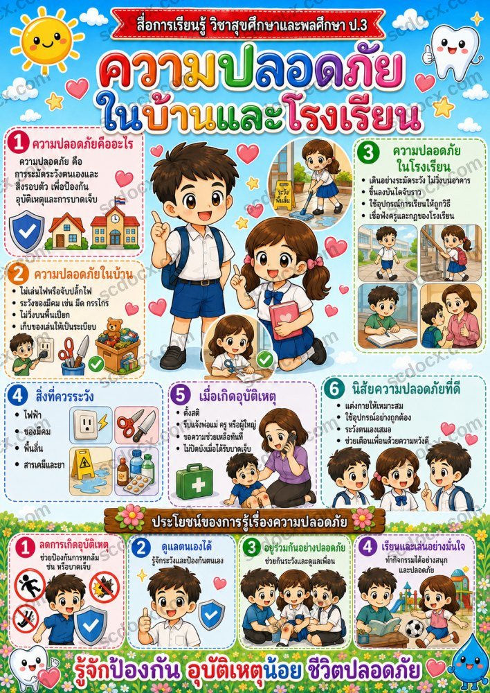 สื่อการเรียนการสอนวิชาสุขศึกษาและพลศึกษา ป.3 (10ใบ) ชุดที่ 2