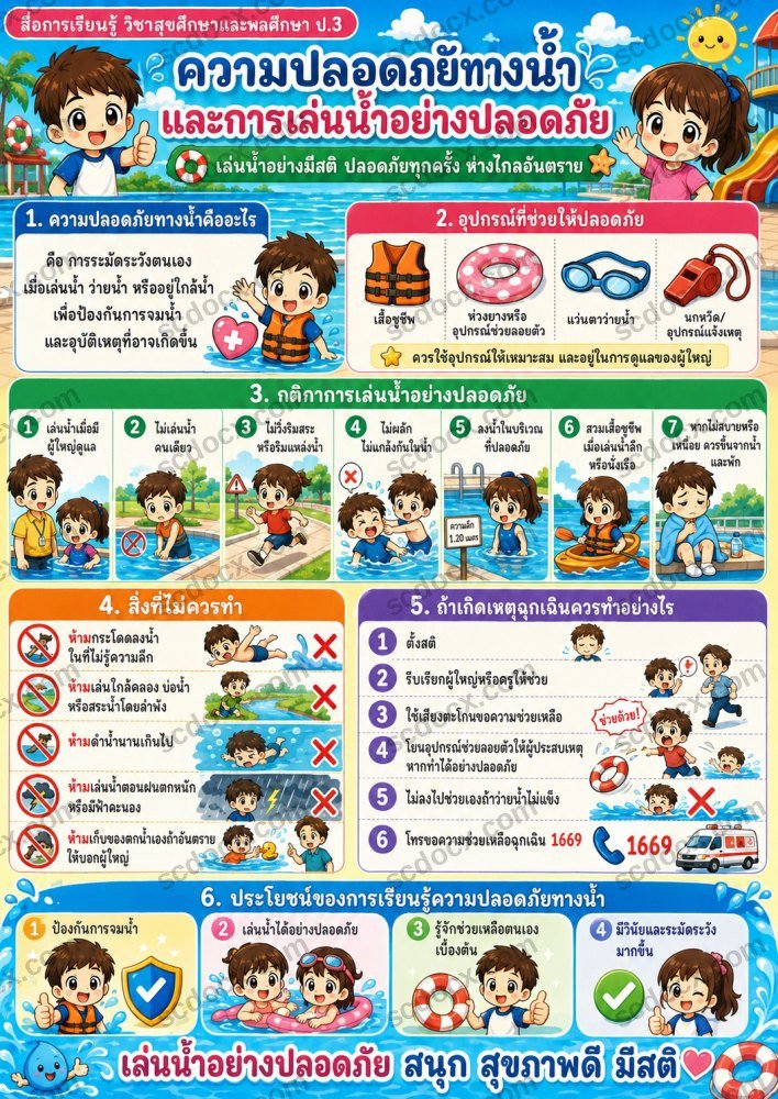 สื่อการเรียนการสอนวิชาสุขศึกษาและพลศึกษา ป.3 (10ใบ) ชุดที่ 4