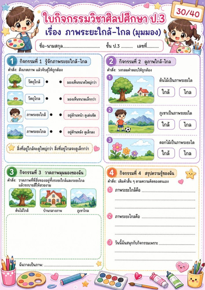 แจกฟรี 506 | ใบงานใบกิจกรรมวิชาศิลปะ ป.3 ชุดที่ 32