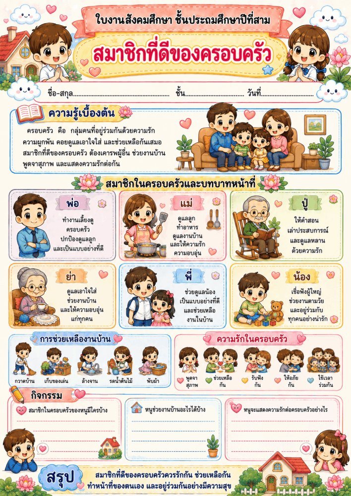 แจกฟรี 520 | ใบงานใบกิจกรรมวิชาสังคมศึกษาป.3 ชุดที่ 5