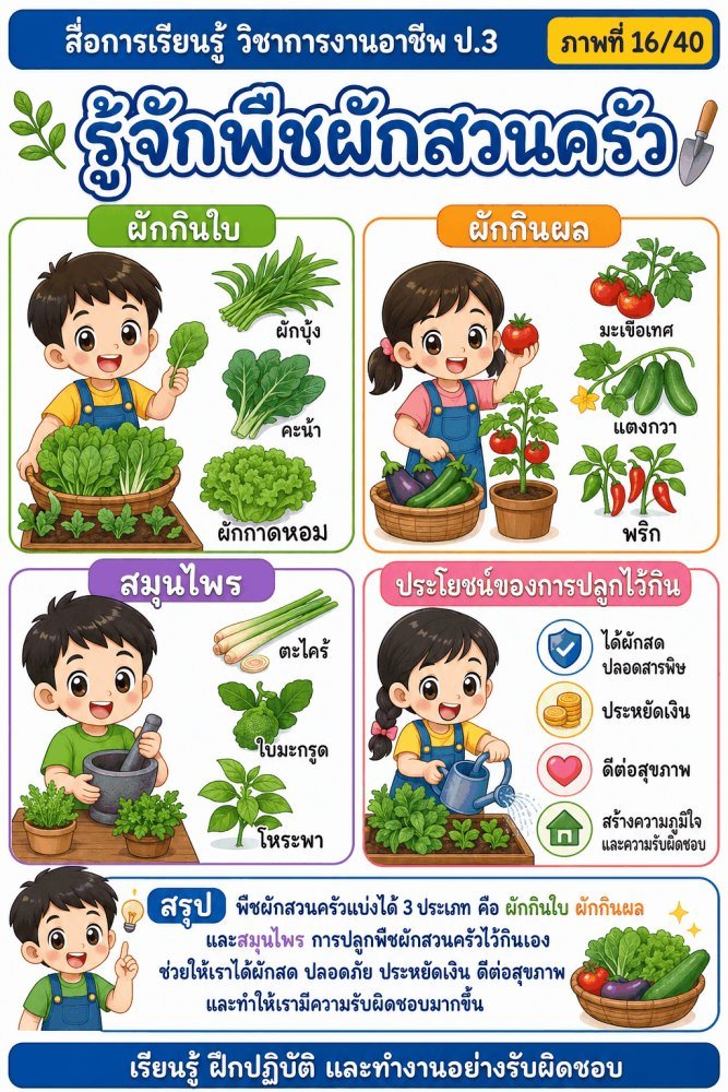 แจกฟรี 630 | สื่อการเรียนการสอนวิชาการงานอาชีพ ชั้นป.3 ชุดที่ 16