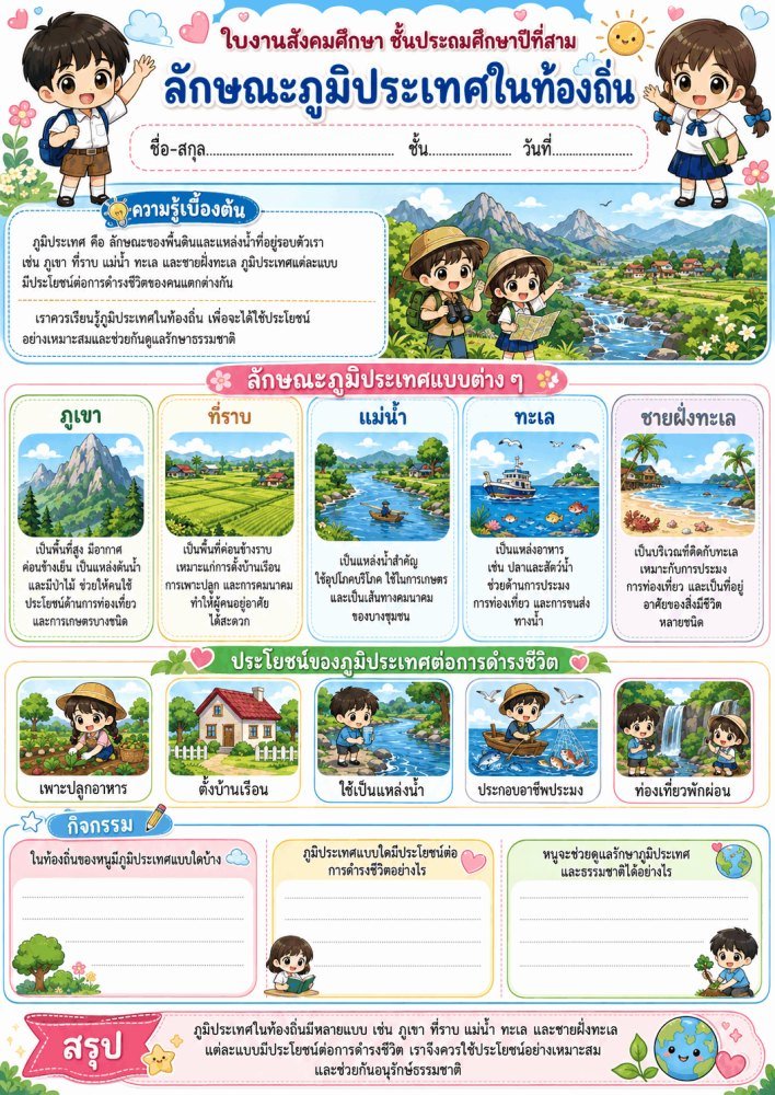 แจกฟรี 700 | ใบงานใบกิจกรรมวิชาสังคมศึกษาป.3 ชุดที่ 23