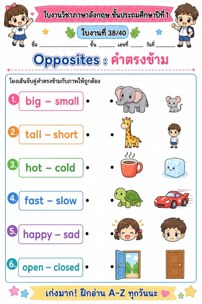 แจกฟรี 729 | ใบงานวิชาภาษาอังกฤษ ชั้นป.1 ชุดที่ 37
