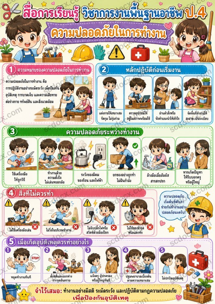 สื่อการเรียนการสอนวิชาการงานพื้นฐานอาชีพ ป.4 (10ใบ) ชุดที่1