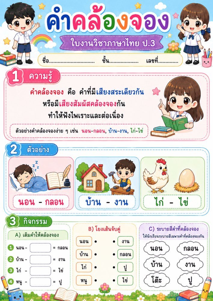 แจกฟรี 921 | ใบงานใบกิจกรรมวิชาภาษาไทย ป.3 ชุดที่ 40