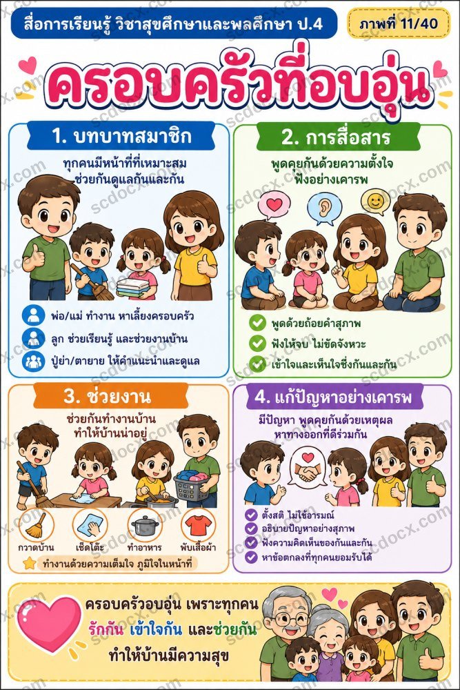 สื่อการเรียนการสอนวิชาสุขศึกษาและพลศึกษา ป.4 (10ใบ) ชุดที่ 2