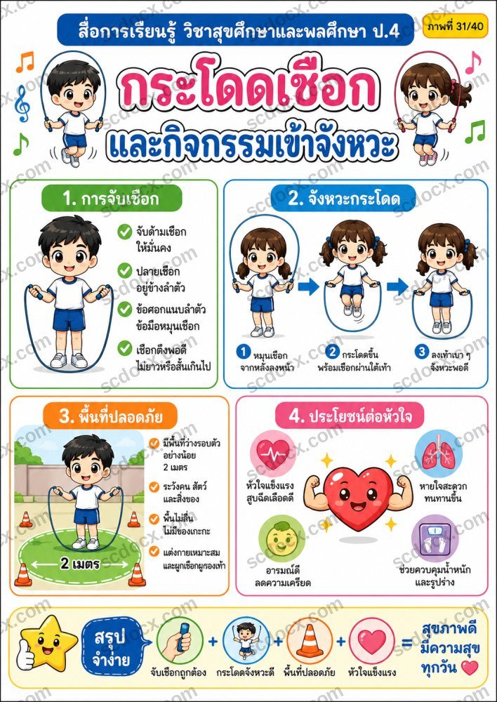 สื่อการเรียนการสอนวิชาสุขศึกษาและพลศึกษา ป.4 (10ใบ) ชุดที่ 4