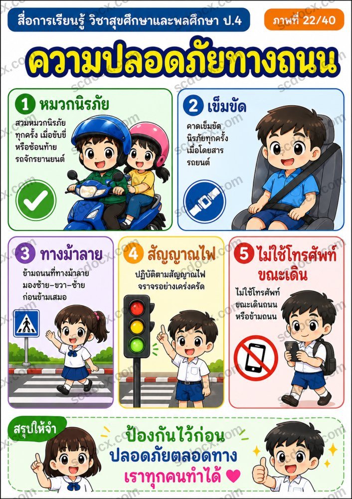 สื่อการเรียนการสอนวิชาสุขศึกษาและพลศึกษา ป.4 (10ใบ) ชุดที่ 3