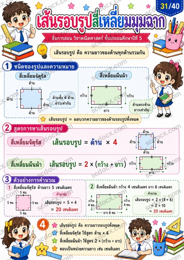 สื่อการเรียนการสอนวิชาคณิตศาสตร์ ป.5 (10ใบ) ชุดที่ 4