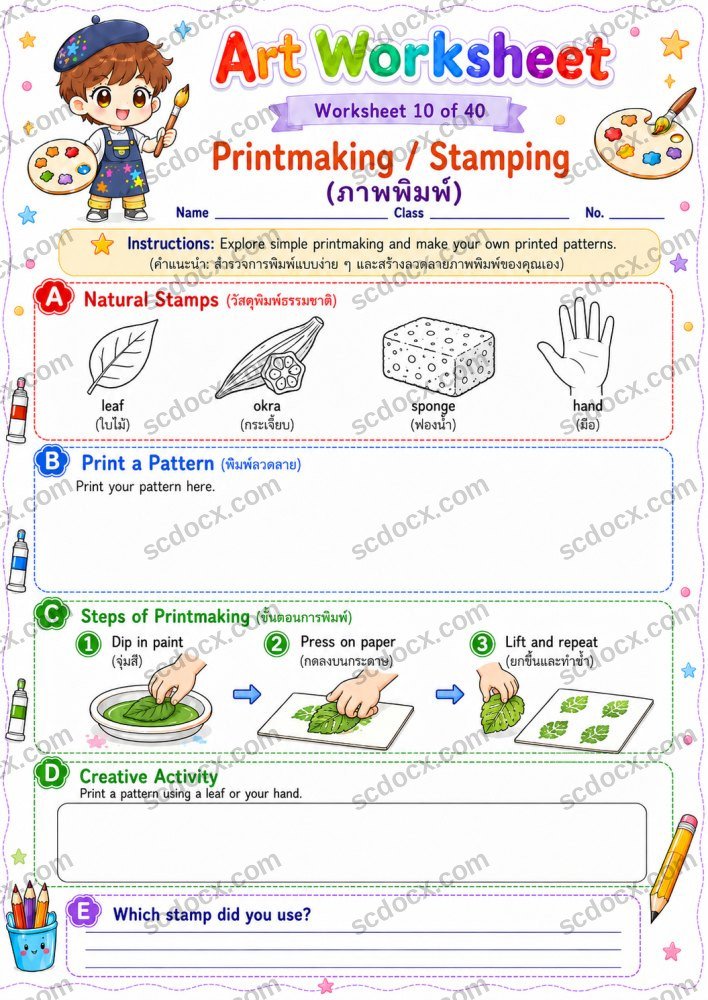 ใบงานวิชาศิลปะ ป.5 (10ใบ) ชุดที่ 2
