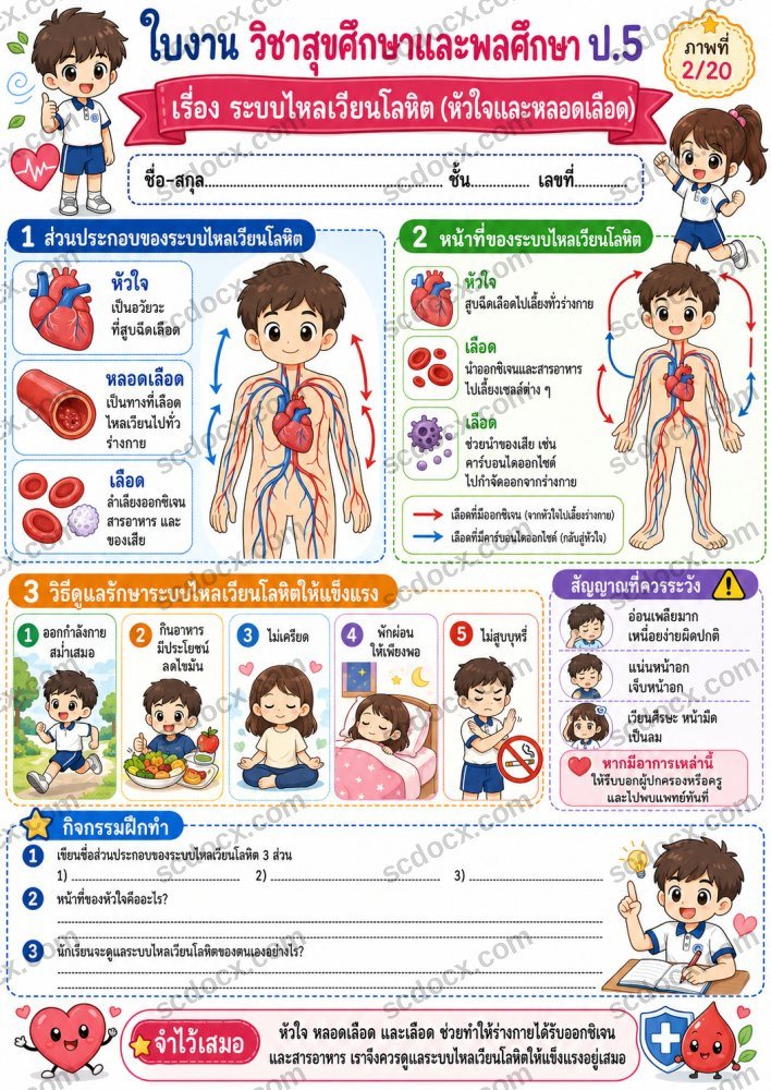 ใบงานวิชาสุขศึกษาและพลศึกษา ป.5 (10ใบ) ชุดที่ 7