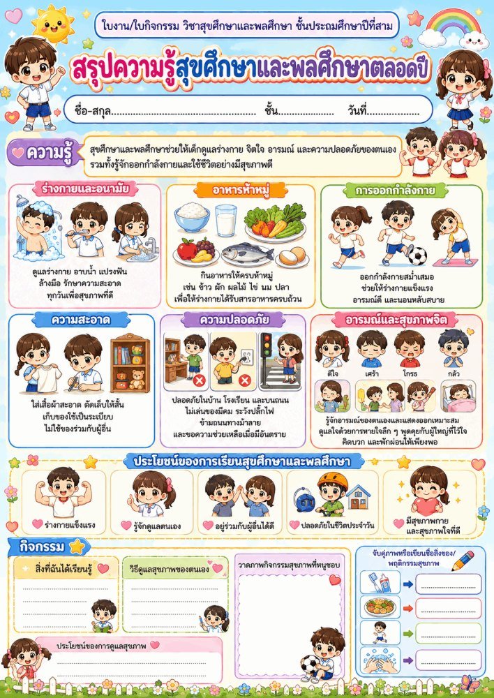 แจกฟรี 944 | ใบงานวิชาสุขศึกษาและพลศึกษา ชั้นป.3 ชุดที่ 39