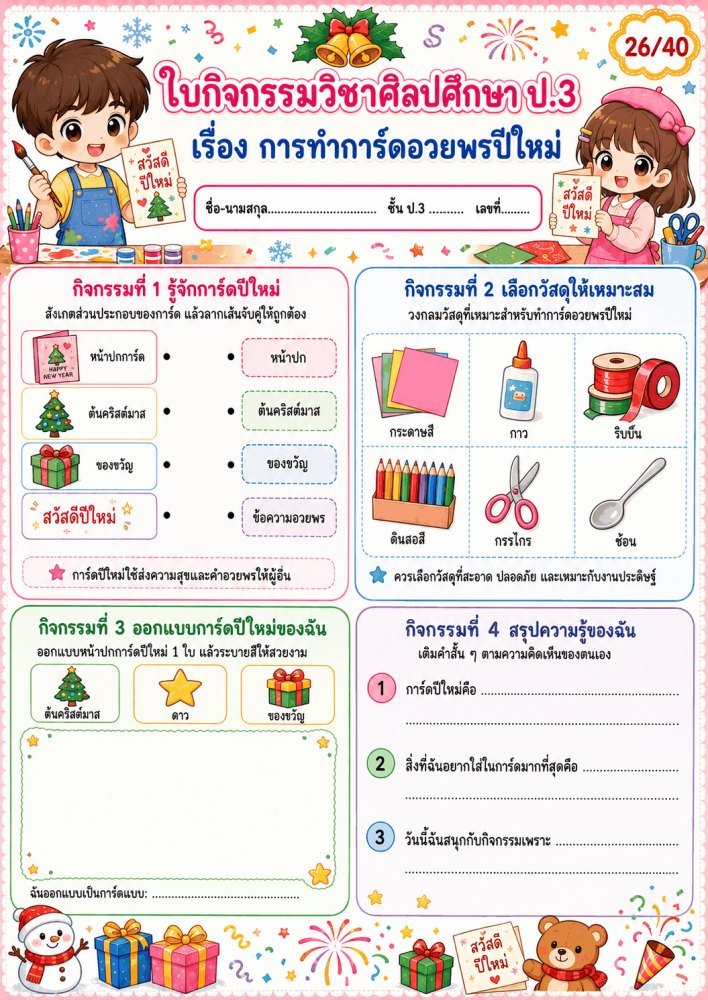 แจกฟรี 955 | ใบงานใบกิจกรรมวิชาศิลปะ ป.3 ชุดที่ 28