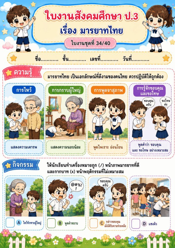 แจกฟรี 964 | ใบงานใบกิจกรรมวิชาสังคมศึกษาป.3 ชุดที่ 34 20.53.52