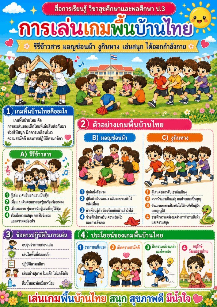 แจกฟรี 1000 | สื่อการเรียนการสอนวิชาสุขศึกษาและพลศึกษา ชั้นป.3 ชุดที่ 27