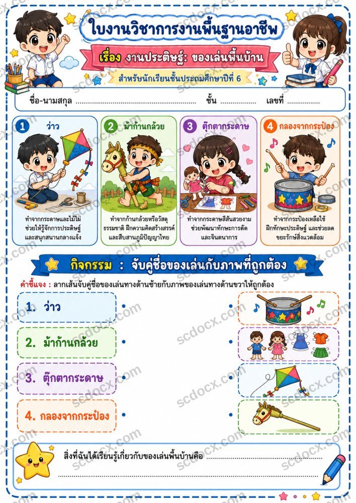 ใบงานใบกิจกรรมวิชาการงานพื้นฐานอาชีพ ป.6 (10ใบ) ชุดที่ 3