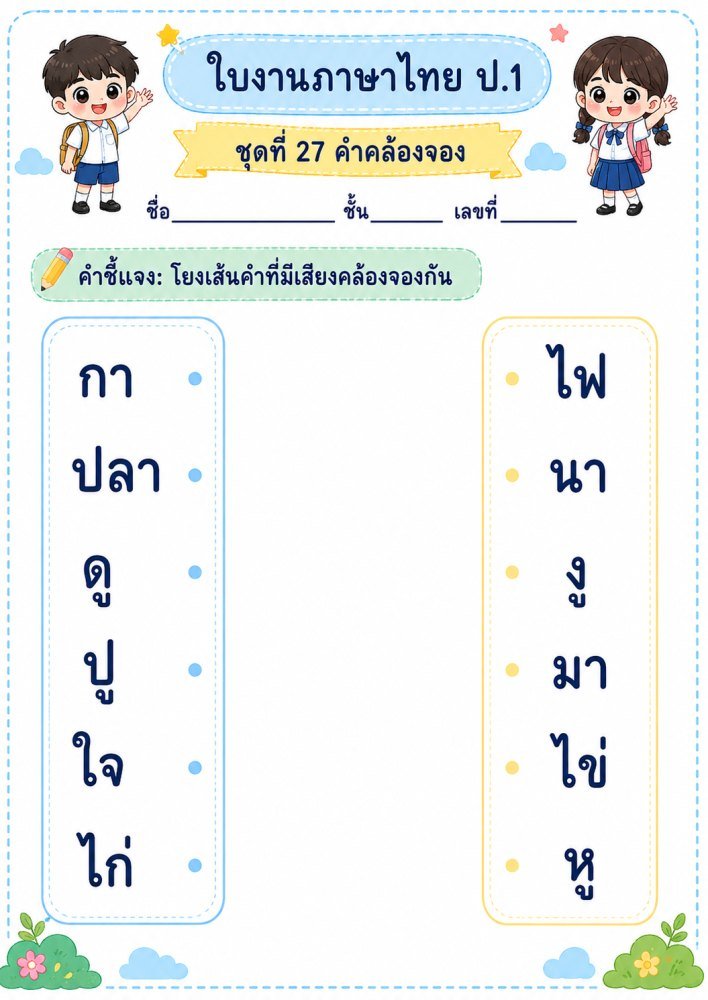 แจกฟรี 1111 | ใบงานวิชาภาษาไทย ชั้นป.1 ชุดที่ 32