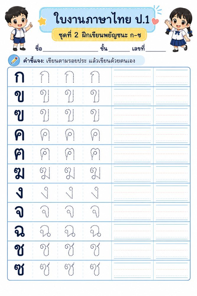 แจกฟรี 1181 | ใบงานวิชาภาษาไทย ชั้นป.1 ชุดที่ 2
