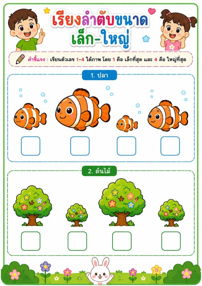 แจกฟรี 1322 | สื่อใบงานเกมพัฒนาสมองและ IQ สำหรับเด็กอนุบาล ชุดที่ 23