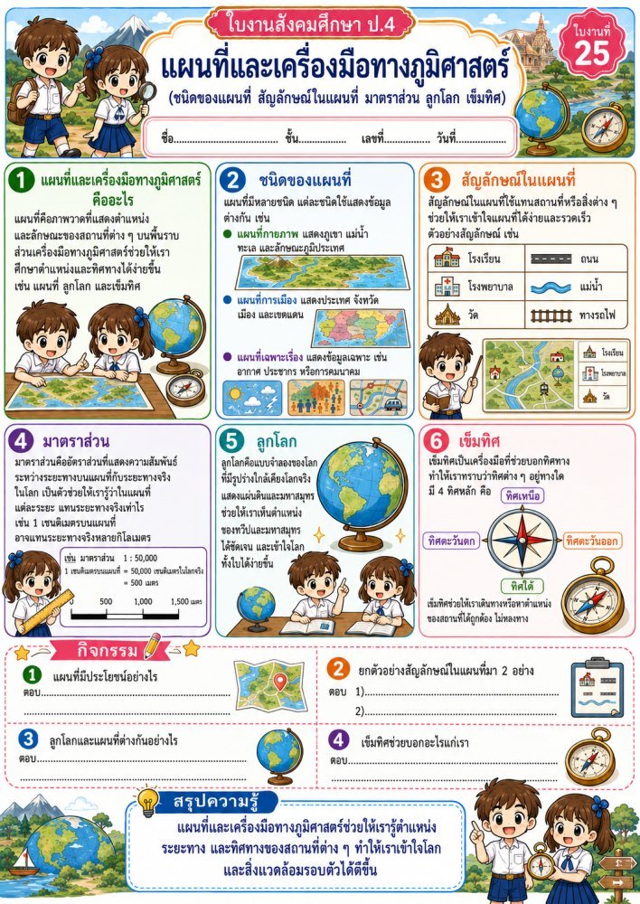 ใบงานวิชาสังคมศึกษา ป.4