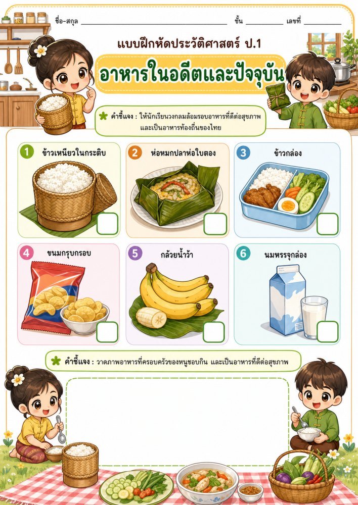 ใบงานวิชาประวัติศาสตร์ ป.1