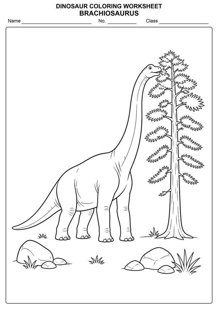Free Dinosaur Coloring Worksheet 04 - Brachiosaurus